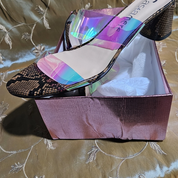 Iridescent Block Heel Mules. Size 13 - Picture 6 of 8